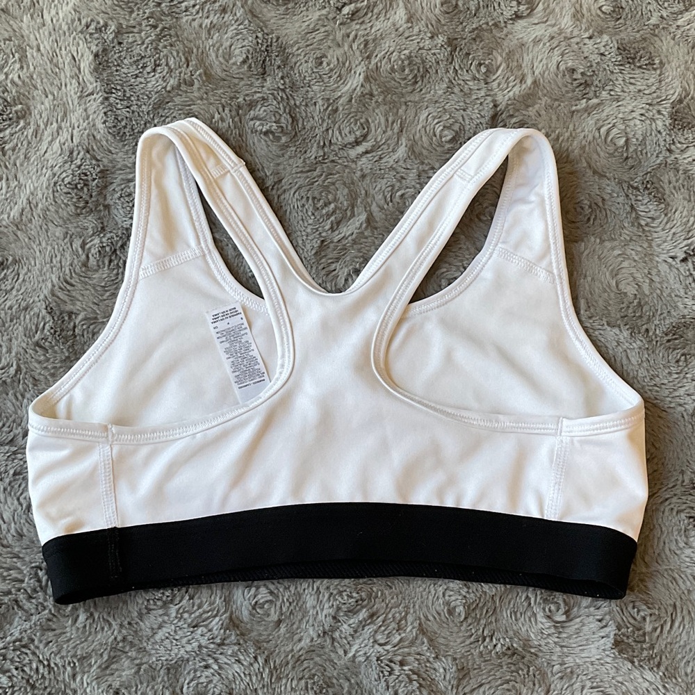 Nike White and Black Logo Racerback Sports Bra - Picture 4 of 5